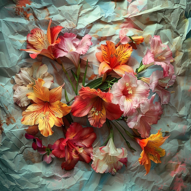 Free photo dried flowers on torn paper