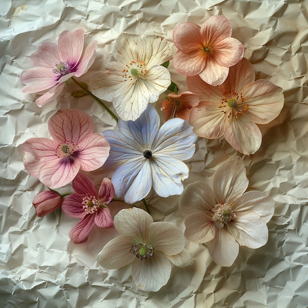 Free photo dried flowers on torn paper