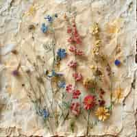 Free photo dried flowers on torn paper