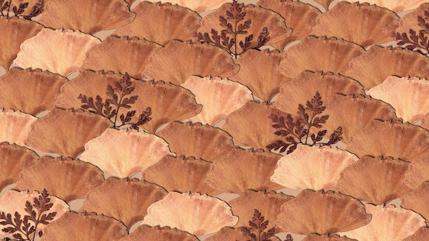 Free photo dried leaf patterned in beige