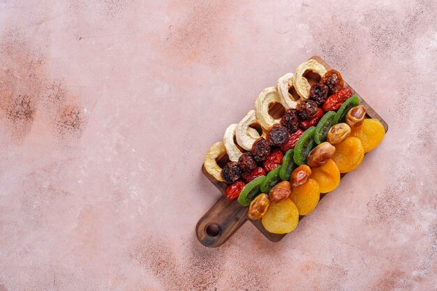 Free photo dried organic fruits assortment.