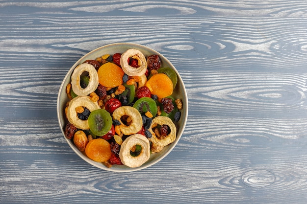 Free photo dried organic fruits assortment.