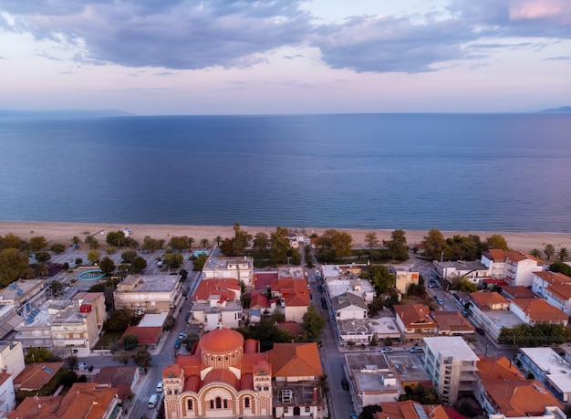 Free photo drone view of sea in asprovalta village greece