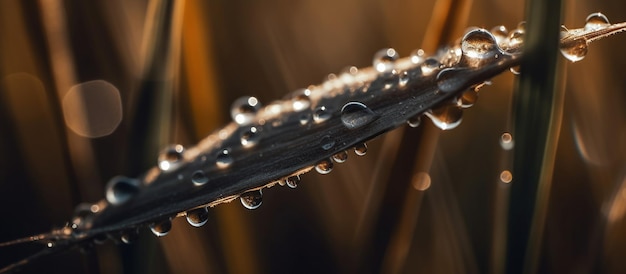 Free Photo drops of dew on a young wheat ear ai generated image