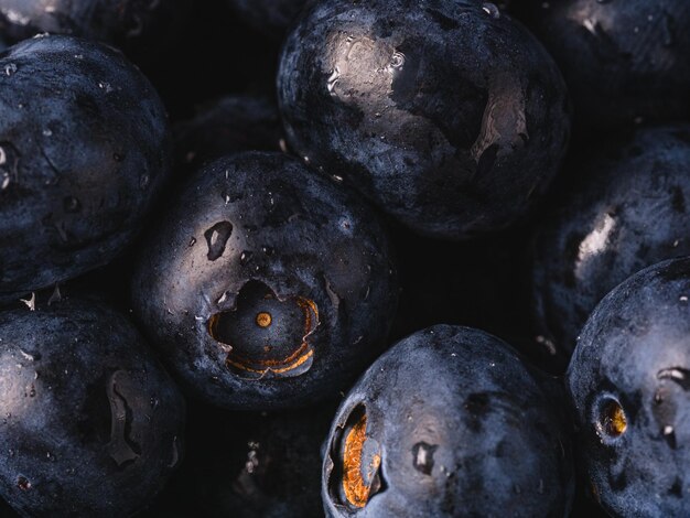 Drops on fresh ripe blueberries