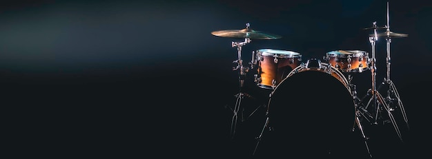 Drum set on a black background isolated copy space