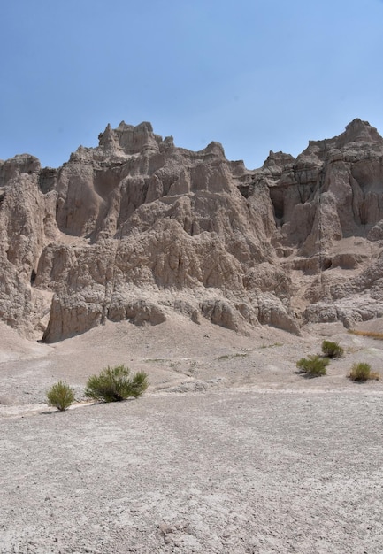 Free photo dry arid landscape of the badlands in national park