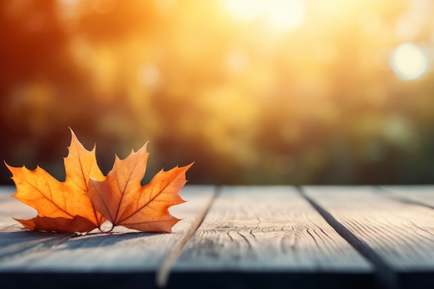 Dry autumn leaves background with wood