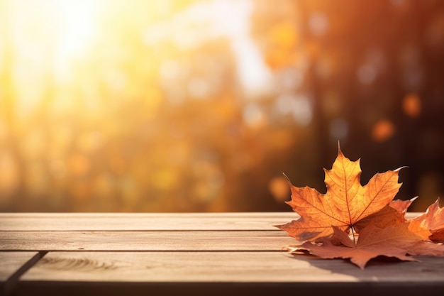 Dry autumn leaves background with wood