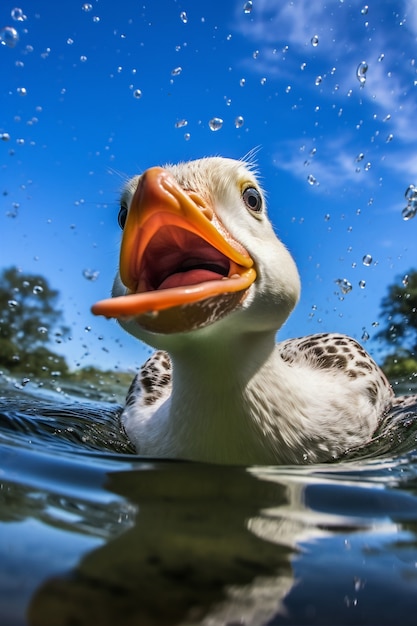 Free photo duck living life in nature