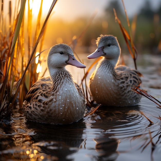 Free photo duck in nature generate image