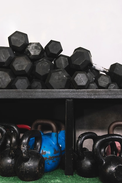 Free Photo dumbbells and kettlebells