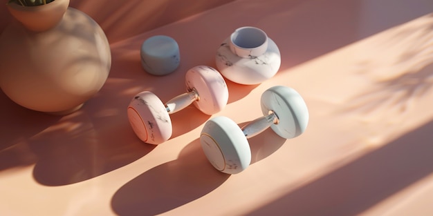 Free photo dumbells still life in studio