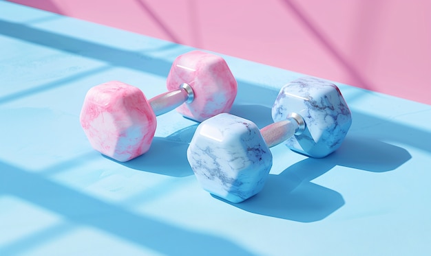 Free photo dumbells still life in studio