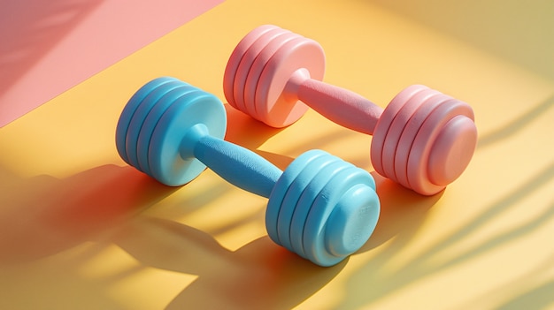 Free photo dumbells still life in studio