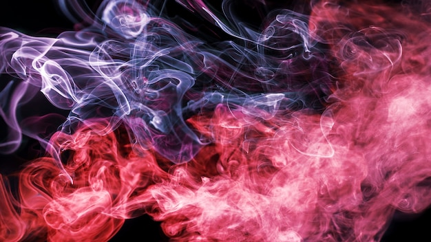 Duotone wavy smoke on black background