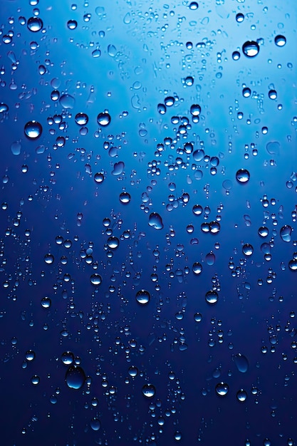 Dynamic deep blue background enhanced by sparkling water droplets and gradients