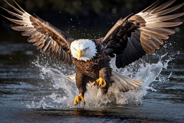 Free Photo eagle hunting in river