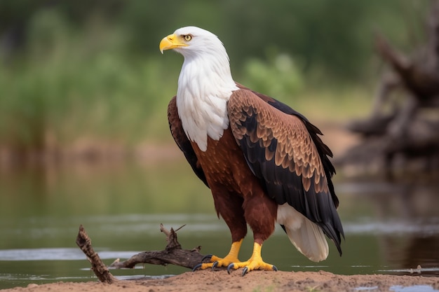 Eagle standing on tree