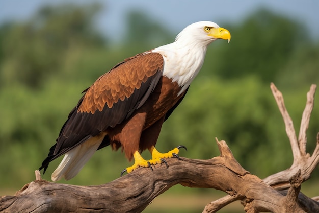 Eagle standing on tree