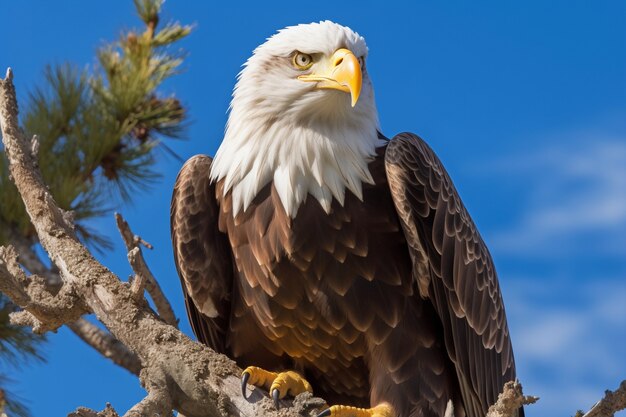 Eagle standing on tree