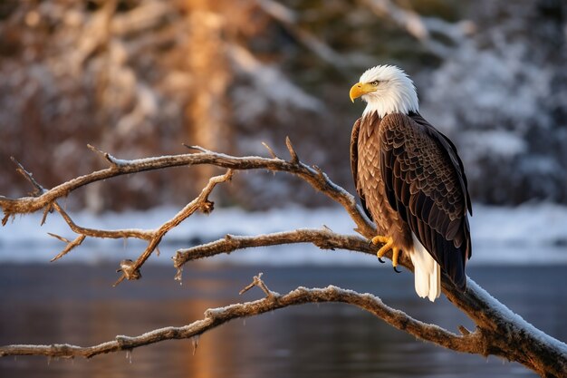 Eagle standing on tree