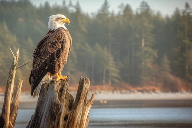 Free Photo eagle standing on tree