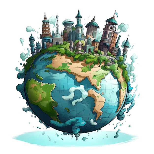 Free photo earth  in  cartoon style