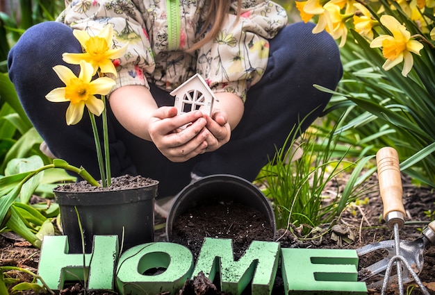 Free photo earth day .the child in the garden