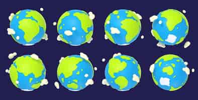 Free photo earth planet cartoon turnaround animation sprite