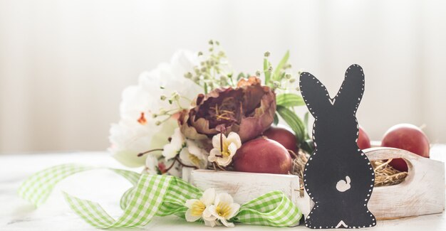 Easter background with Bunny and Easter basket