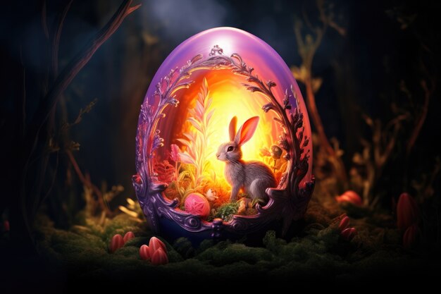 Easter bunny on a fantasy world