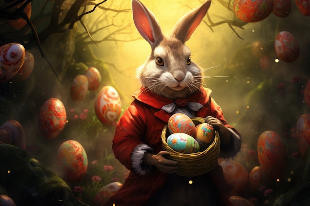 Free photo easter bunny on a fantasy world