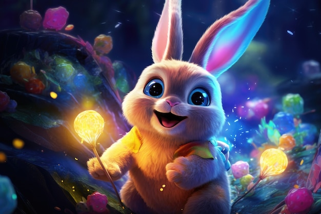 Free photo easter bunny on a fantasy world