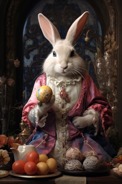 Free photo easter bunny historical style portrait