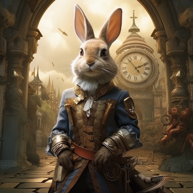 Free Photo easter bunny on a history background