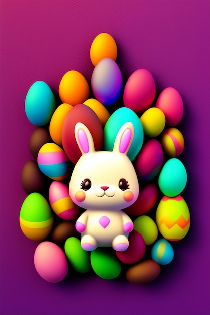 Free photo easter bunny in a pile of eggs