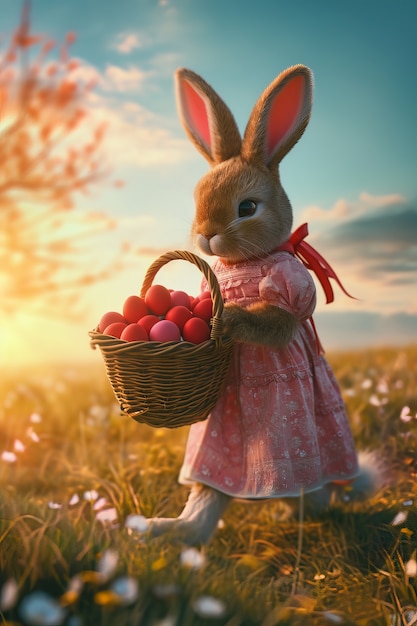 Free photo easter celebration with dreamy bunny