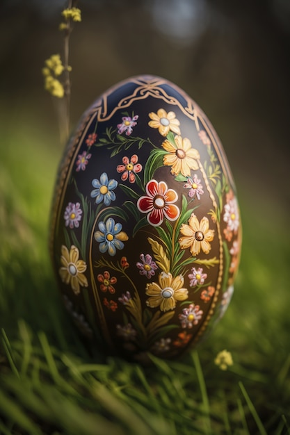 Free photo easter decorative egg outdoors