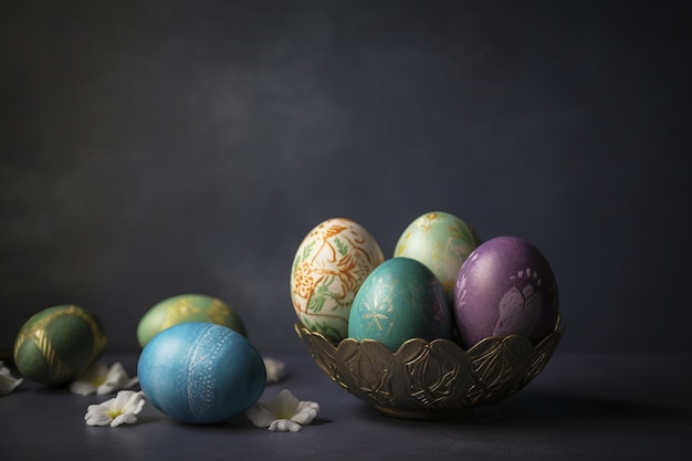 Free photo easter decorative eggs arrangement