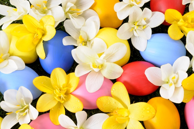 Easter eggs and flowers