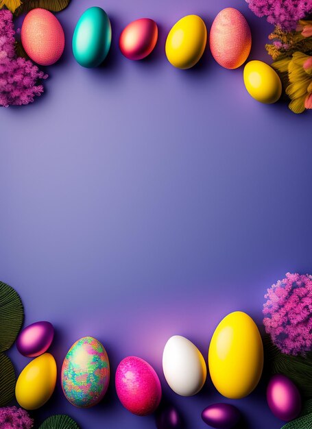 Easter eggs on a purple background