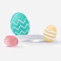 Free photo easter product 3d background with colorful painted eggs