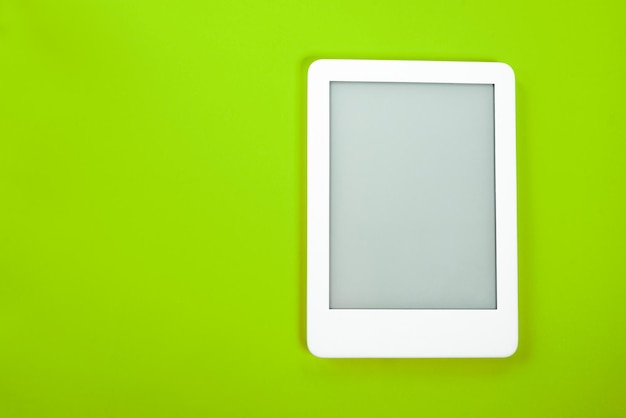 Ebook reader over yellow background