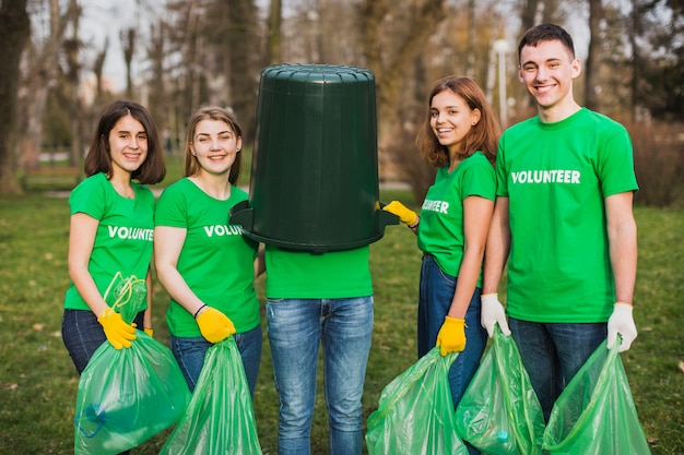 Eco concept with group of volunteers