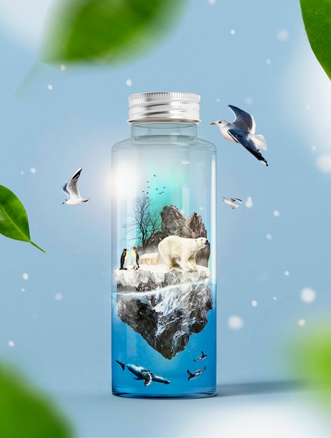 Free Photo eco message in a bottle concept