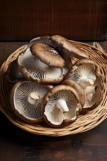 Free Photo edible mushrooms in basket