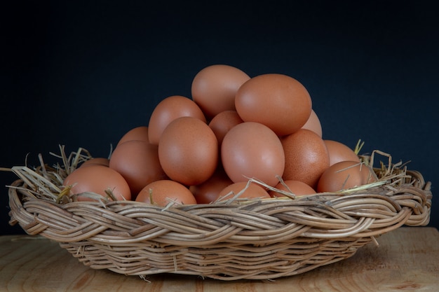 Eggs placed in a basket