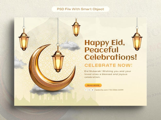 Free photo eid al fitr celebration banner design template