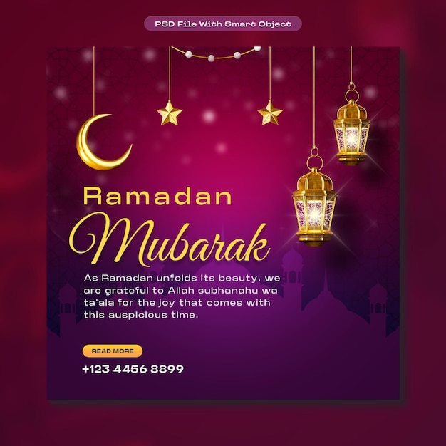 Free Photo eid mubarak islamic festival social media post template